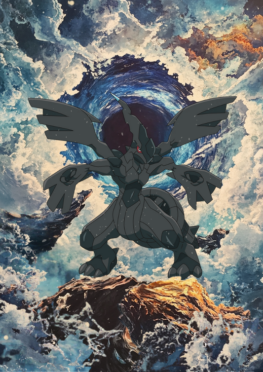 Zekrom Poster: Japanese Style Legendary Pokemon Inspired Anime Artwork, Pokemon TCG Zekrom