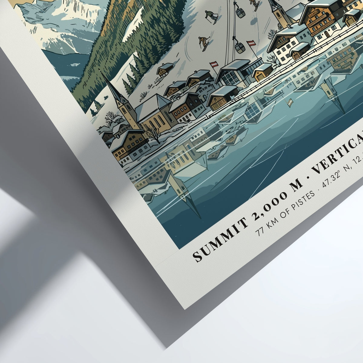 Poster of Zell Am See featuring snowy Austrian Alps, ski lifts, and village lake.