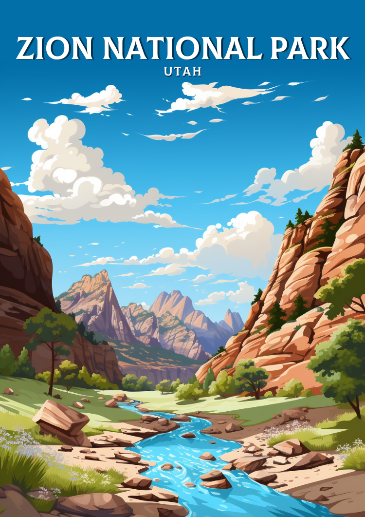 North AmericaZION NATIONAL PARK PRINT - UTAH ARTWORK
