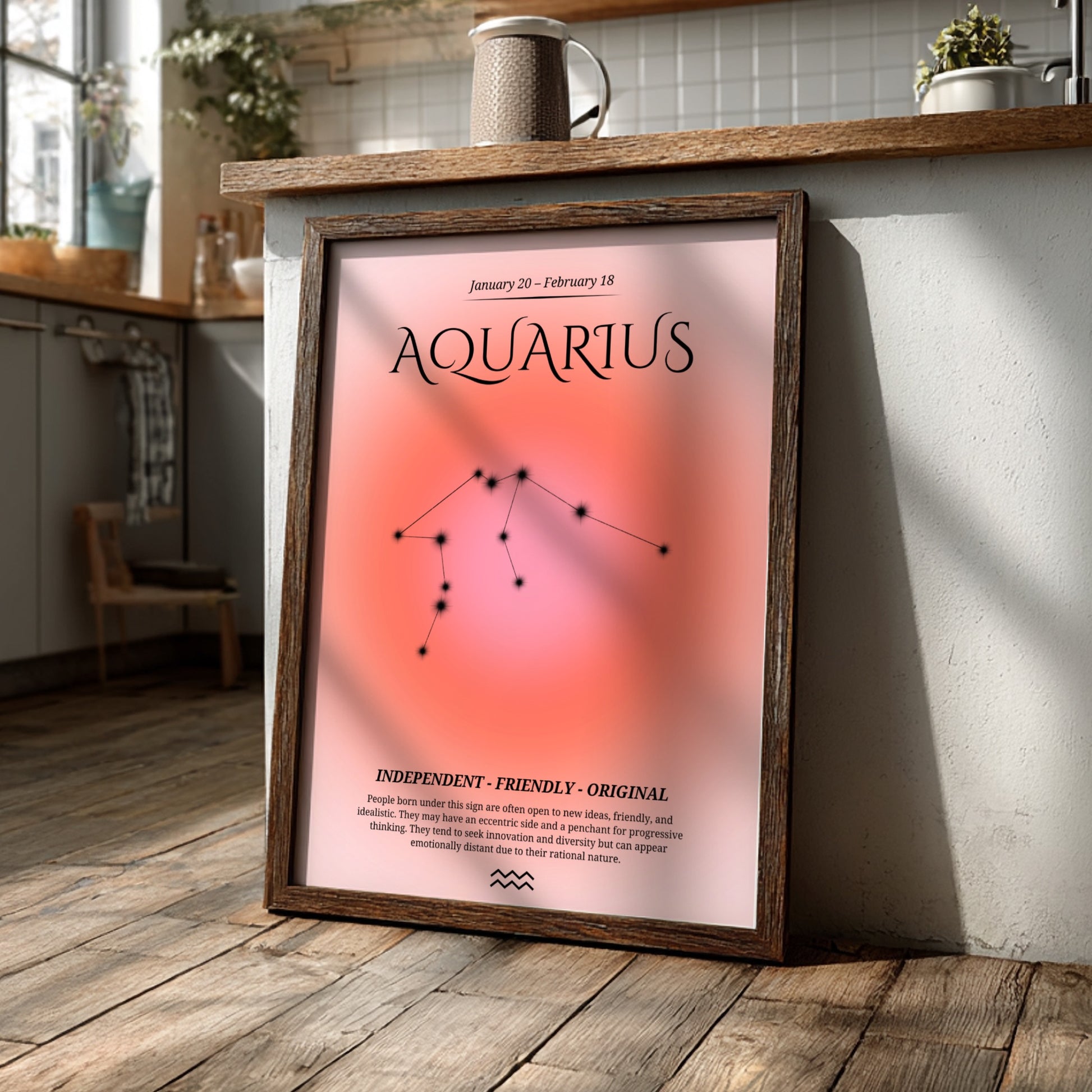 The Visionary Stream Modern Art - Aquarius Zodiac Sign Print