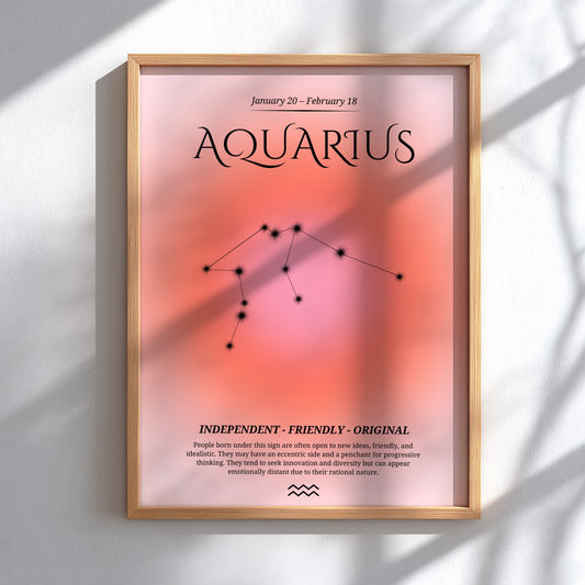 The Visionary Stream Modern Art - Aquarius Zodiac Sign Print