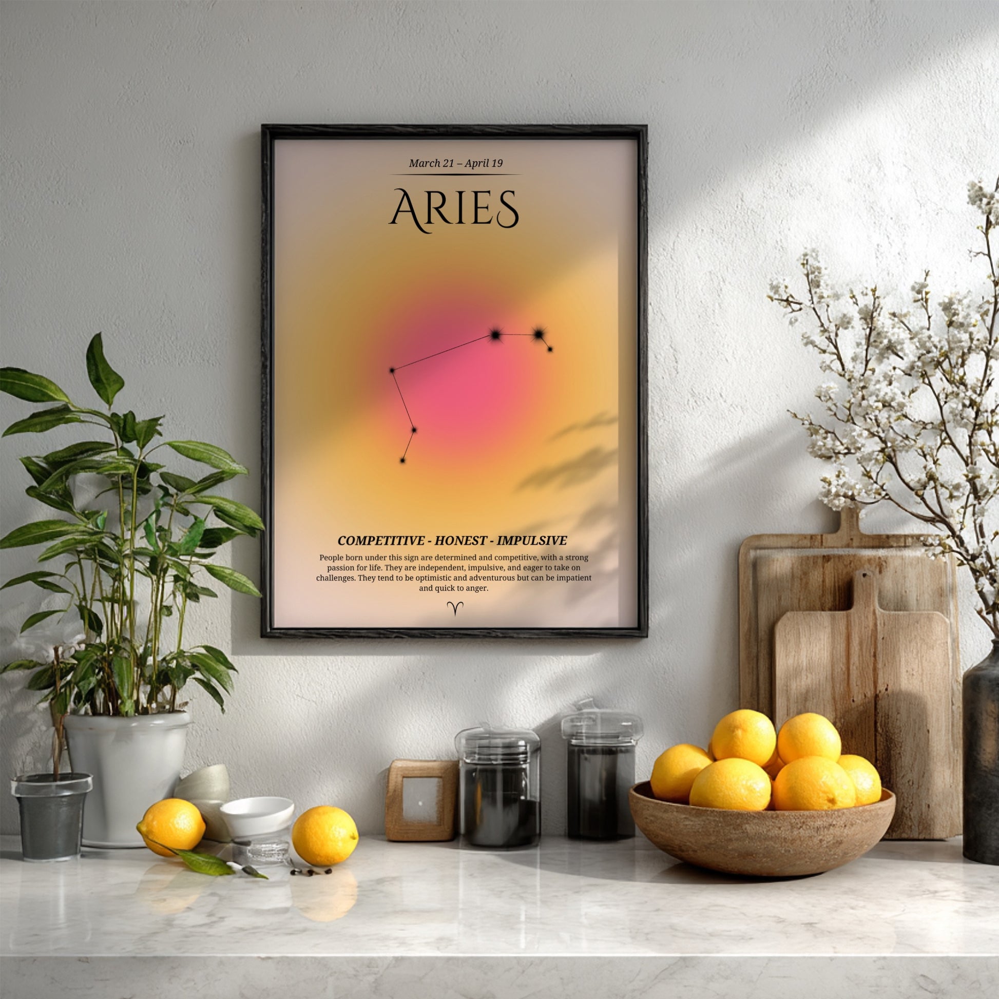 The Primal Spark Modern Art - Aries Zodiac Sign Print