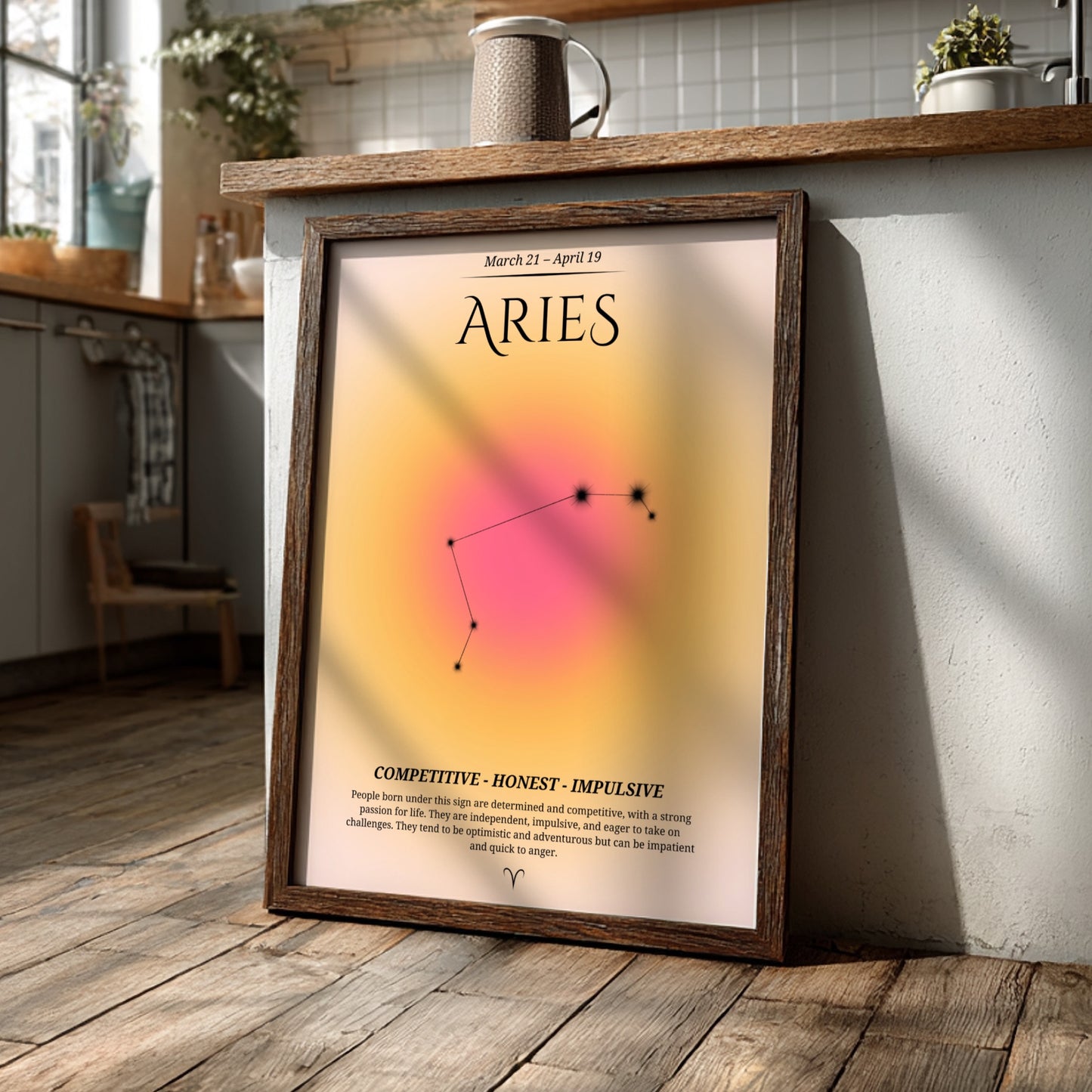 The Primal Spark Modern Art - Aries Zodiac Sign Print
