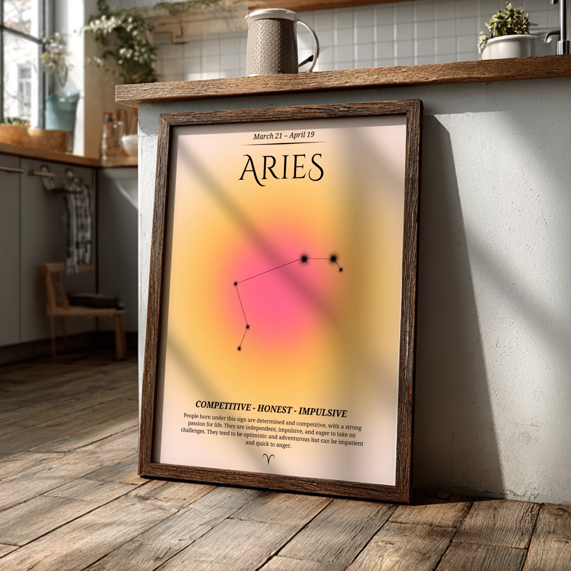 The Primal Spark Modern Art - Aries Zodiac Sign Print