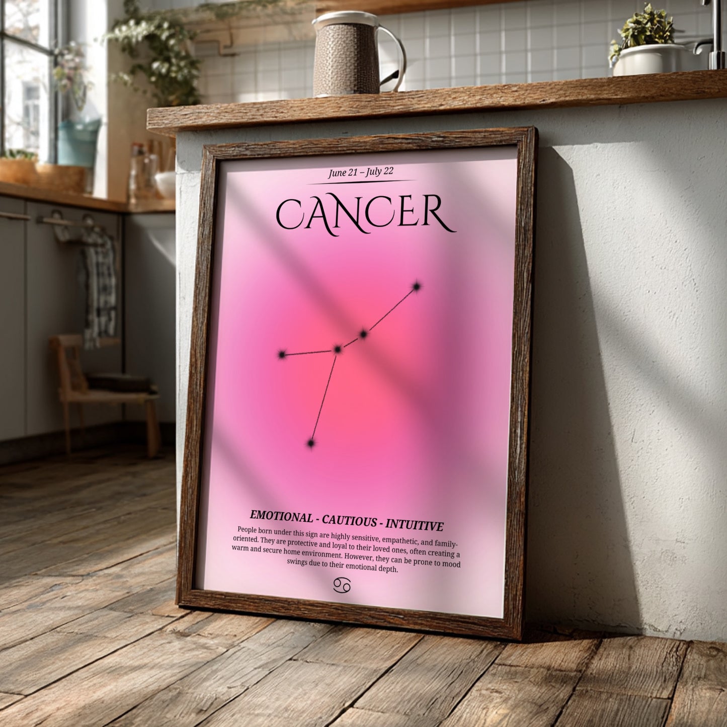 The Lunar Guardian Modern Art - Cancer Zodiac Sign Print