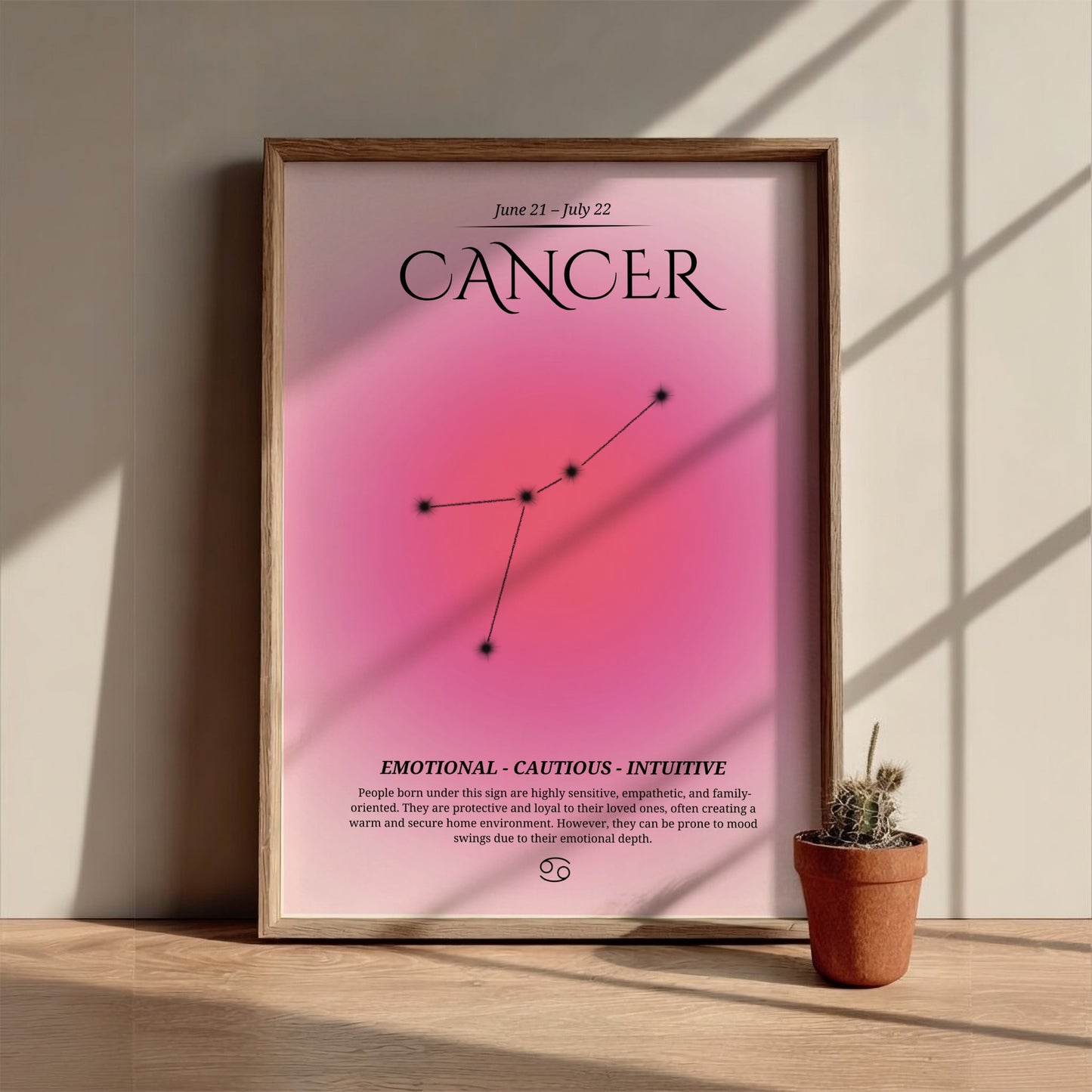 The Lunar Guardian Modern Art - Cancer Zodiac Sign Print