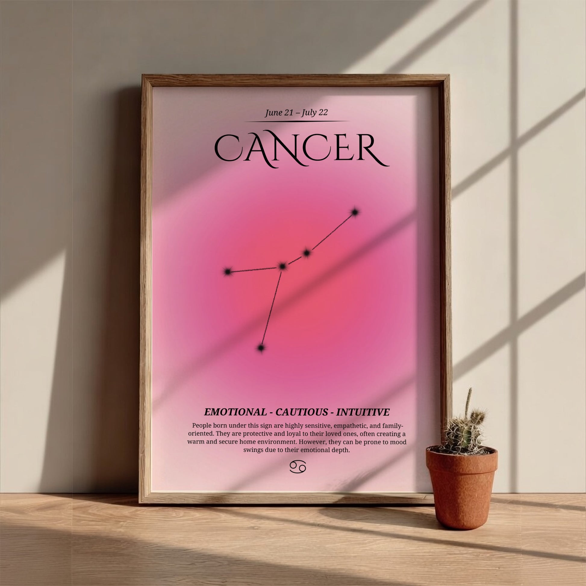The Lunar Guardian Modern Art - Cancer Zodiac Sign Print