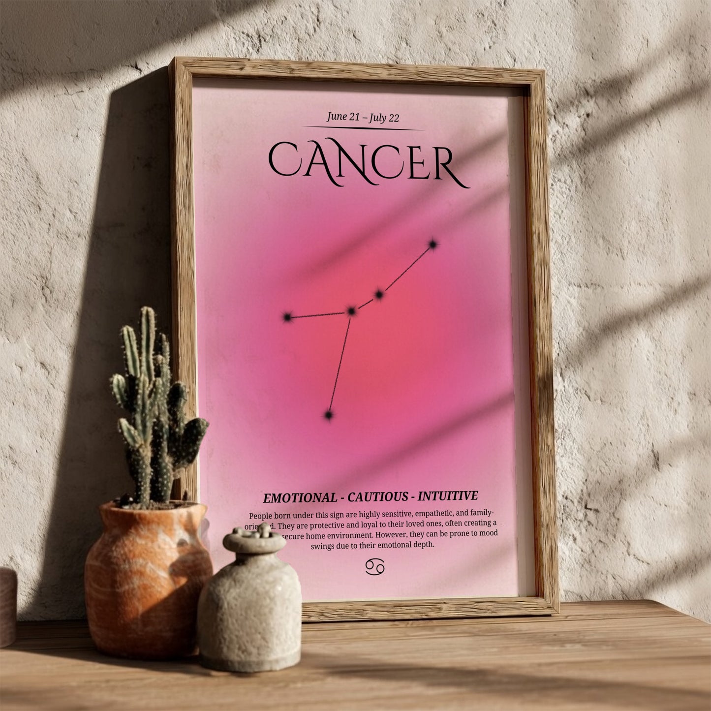 The Lunar Guardian Modern Art - Cancer Zodiac Sign Print