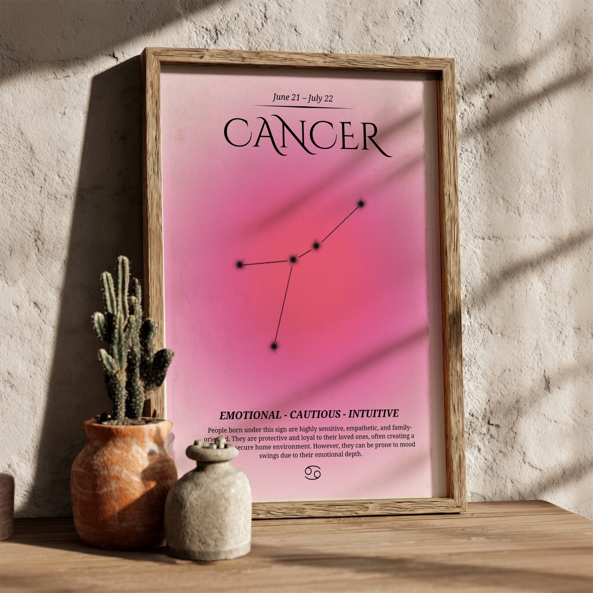The Lunar Guardian Modern Art - Cancer Zodiac Sign Print