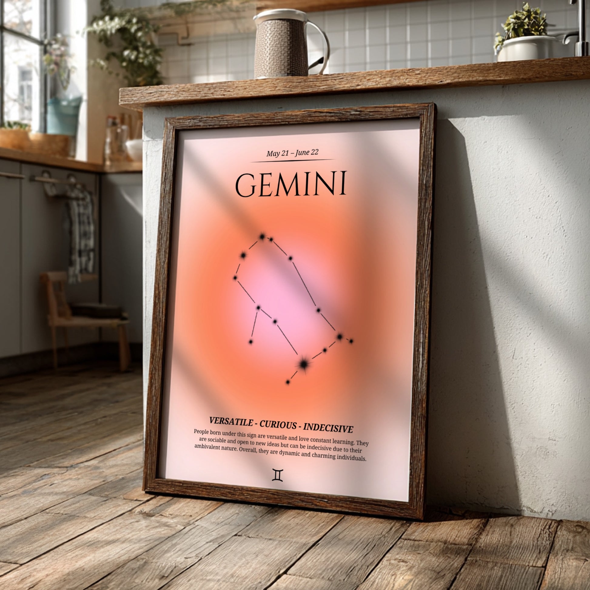 The Dual Essence Modern Art - Gemini Zodiac Sign Print