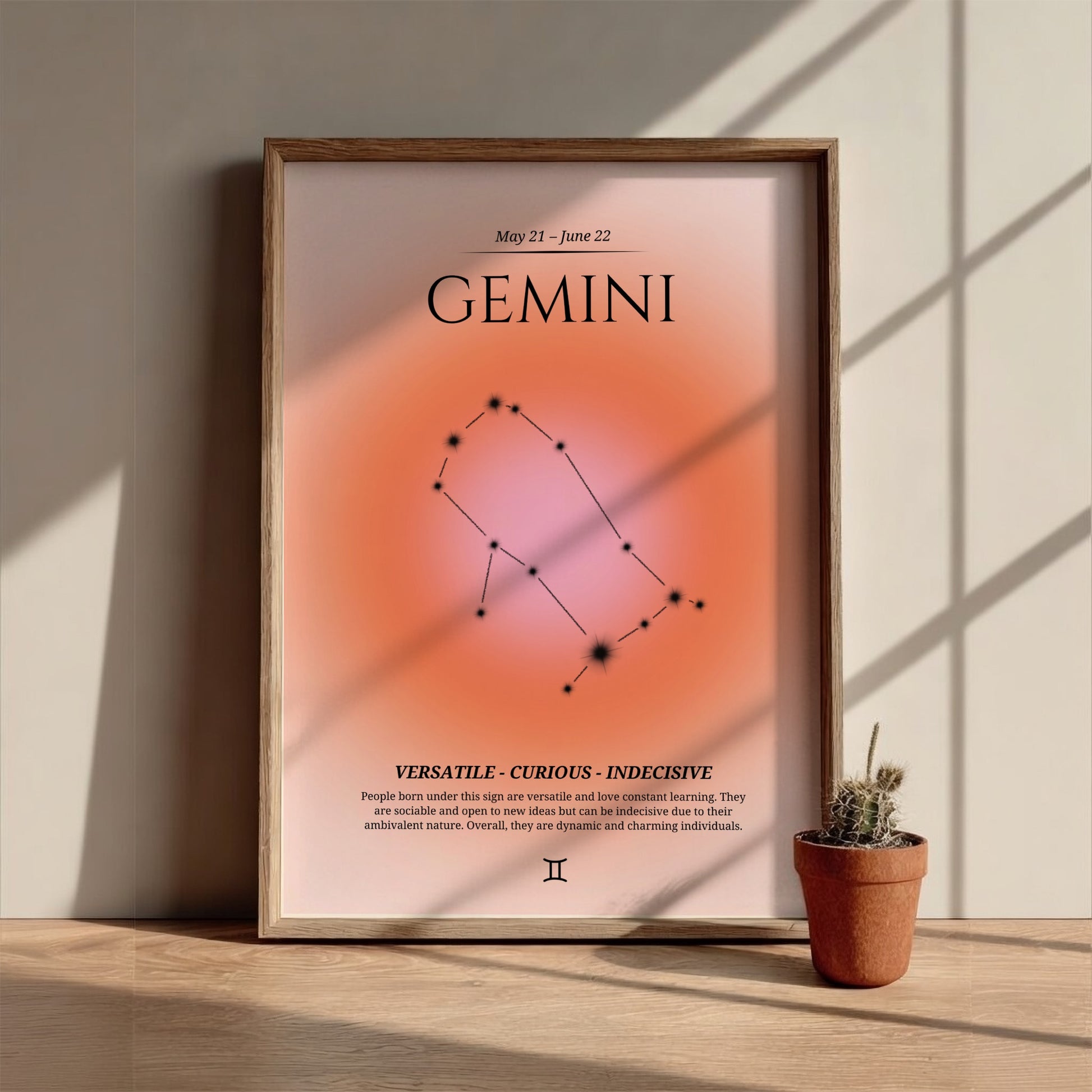 The Dual Essence Modern Art - Gemini Zodiac Sign Print