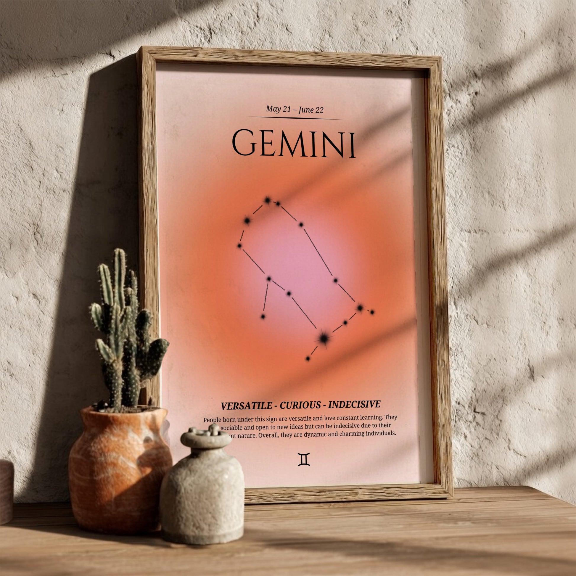 The Dual Essence Modern Art - Gemini Zodiac Sign Print