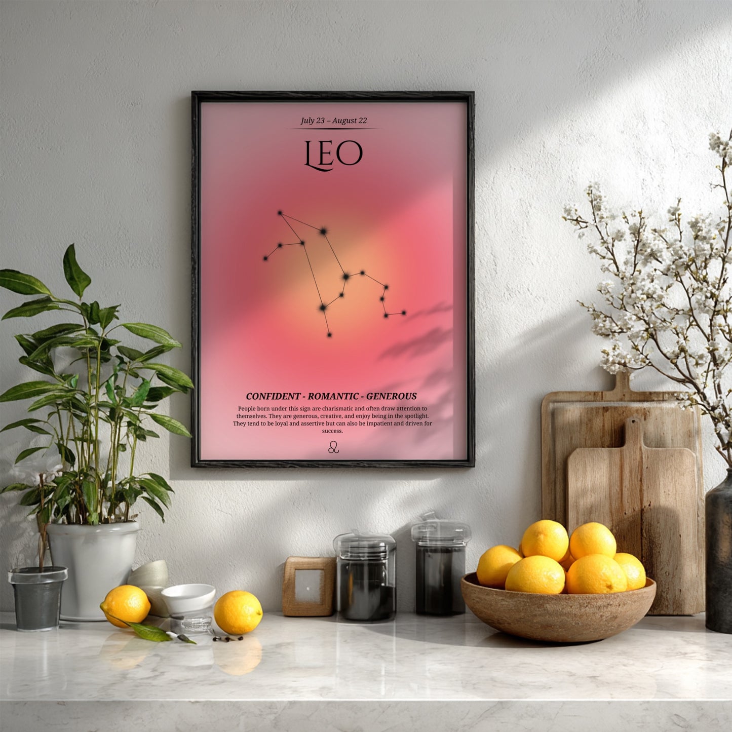 The Solar Sovereign Modern Art - Leo Zodiac Sign Print
