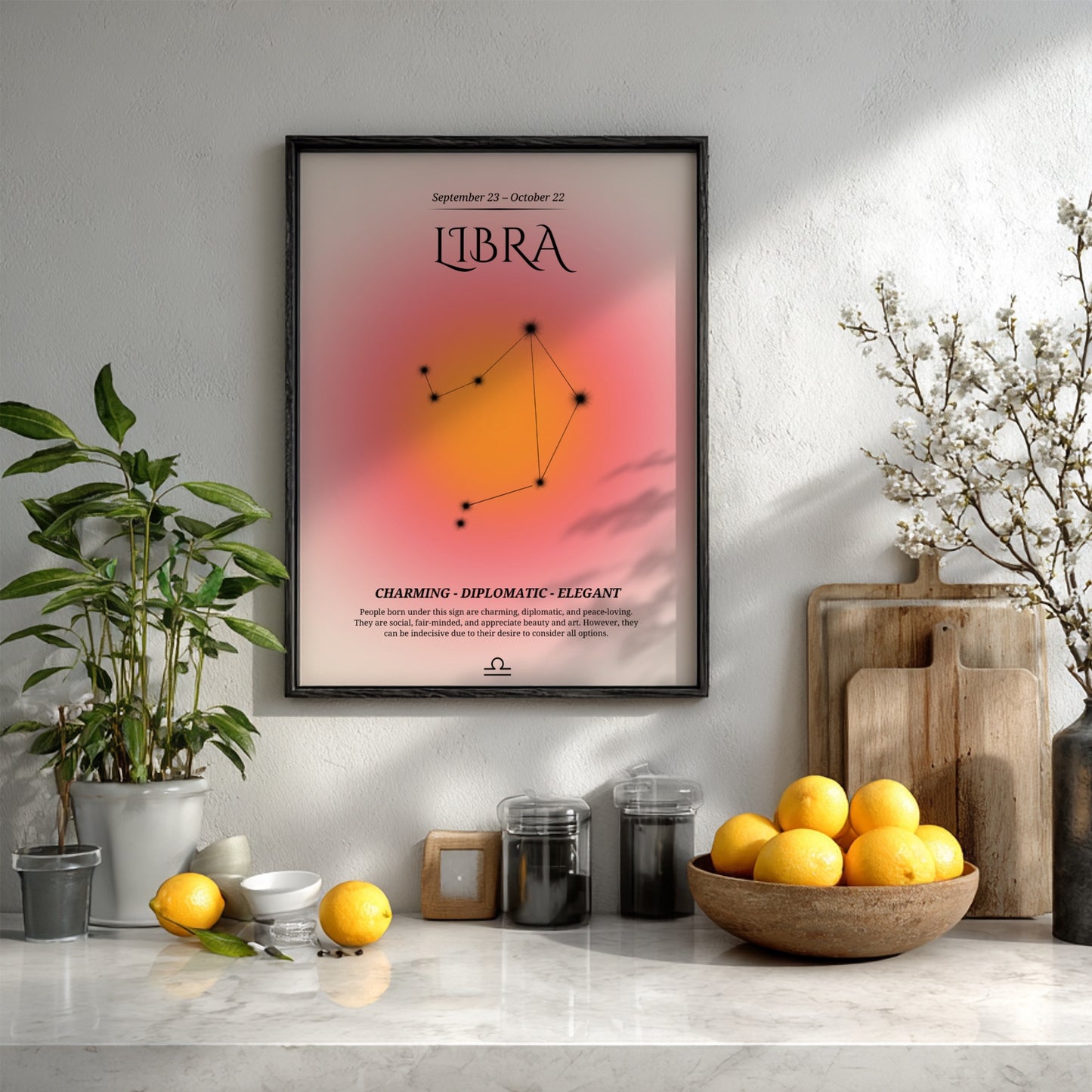 The Harmonious Balance Modern Art - Libra Zodiac Sign Print