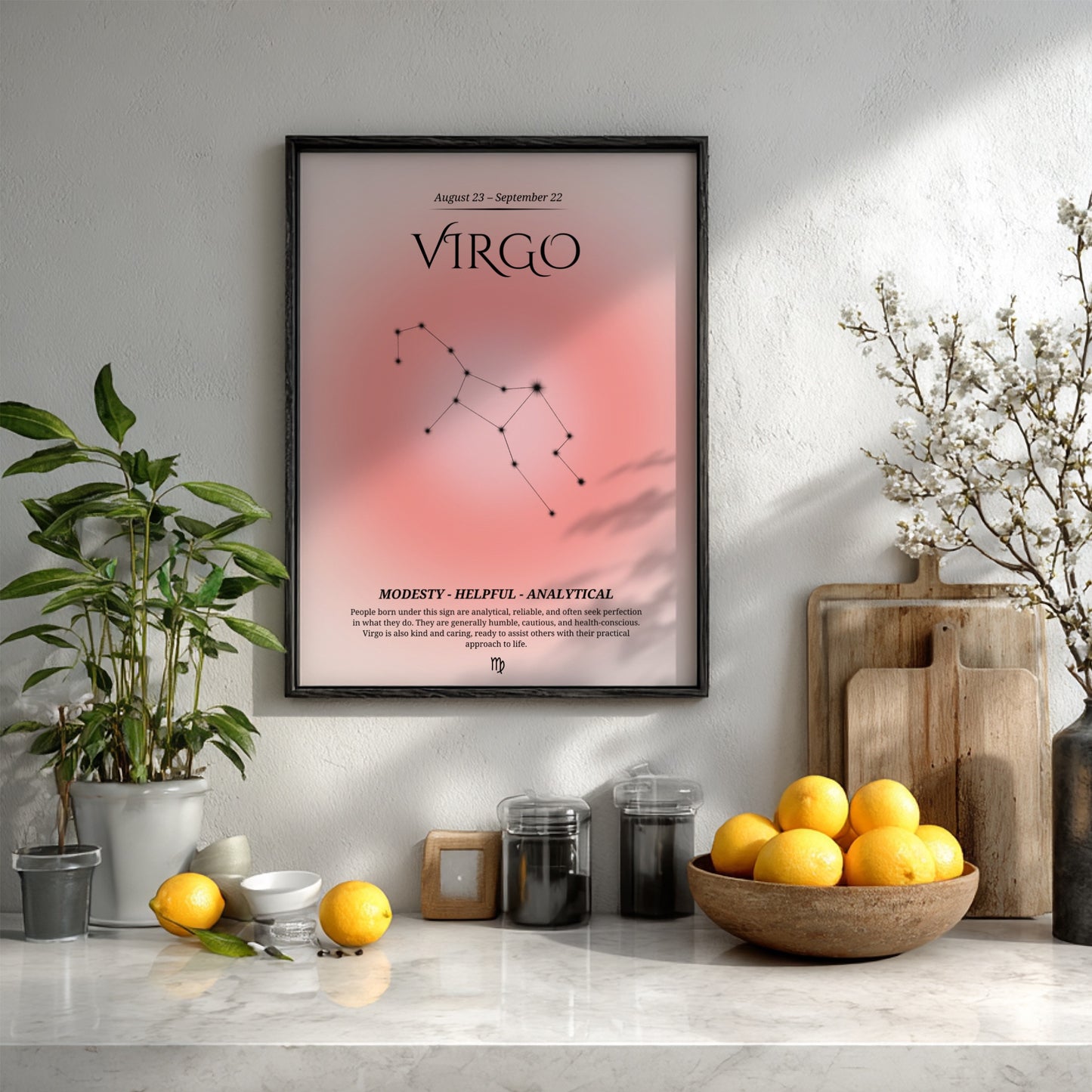 The Refined Precision Modern Art - Virgo Zodiac Sign Print