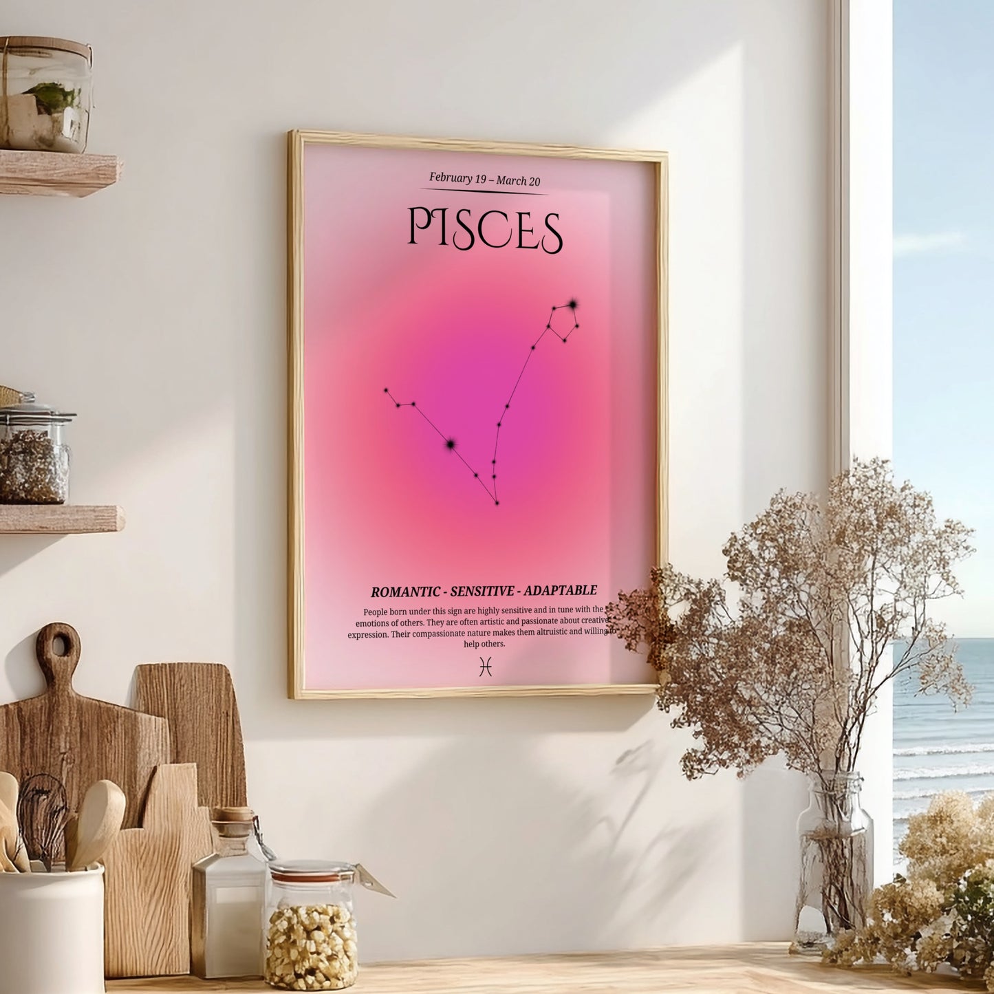 The Dreamer’s Current Modern Art - Pisces Zodiac Sign Print