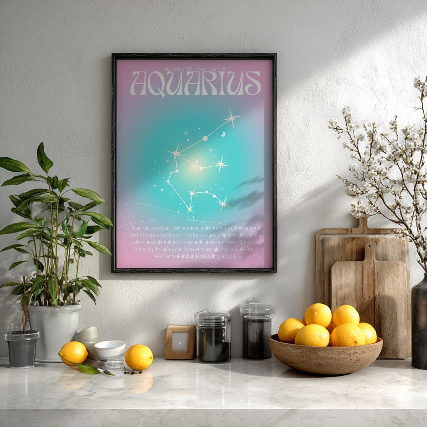 Aquarius - The Visionary - Zodiac Aura Art Print