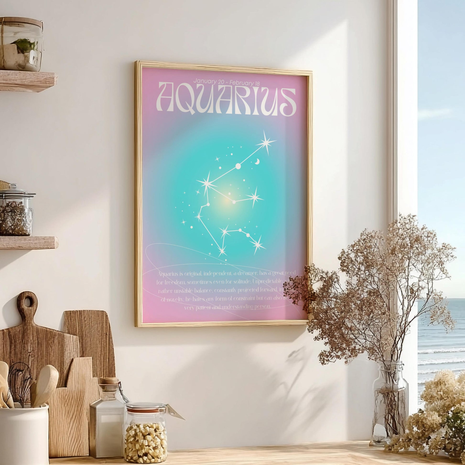 Aquarius - The Visionary - Zodiac Aura Art Print