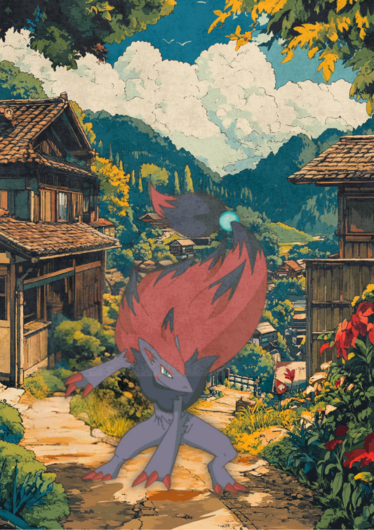 Zoroark Pokemon Poster: Japanese Style Legendary Pokemon Inspired Anime Artwork, Pokemon TCG Zoroark