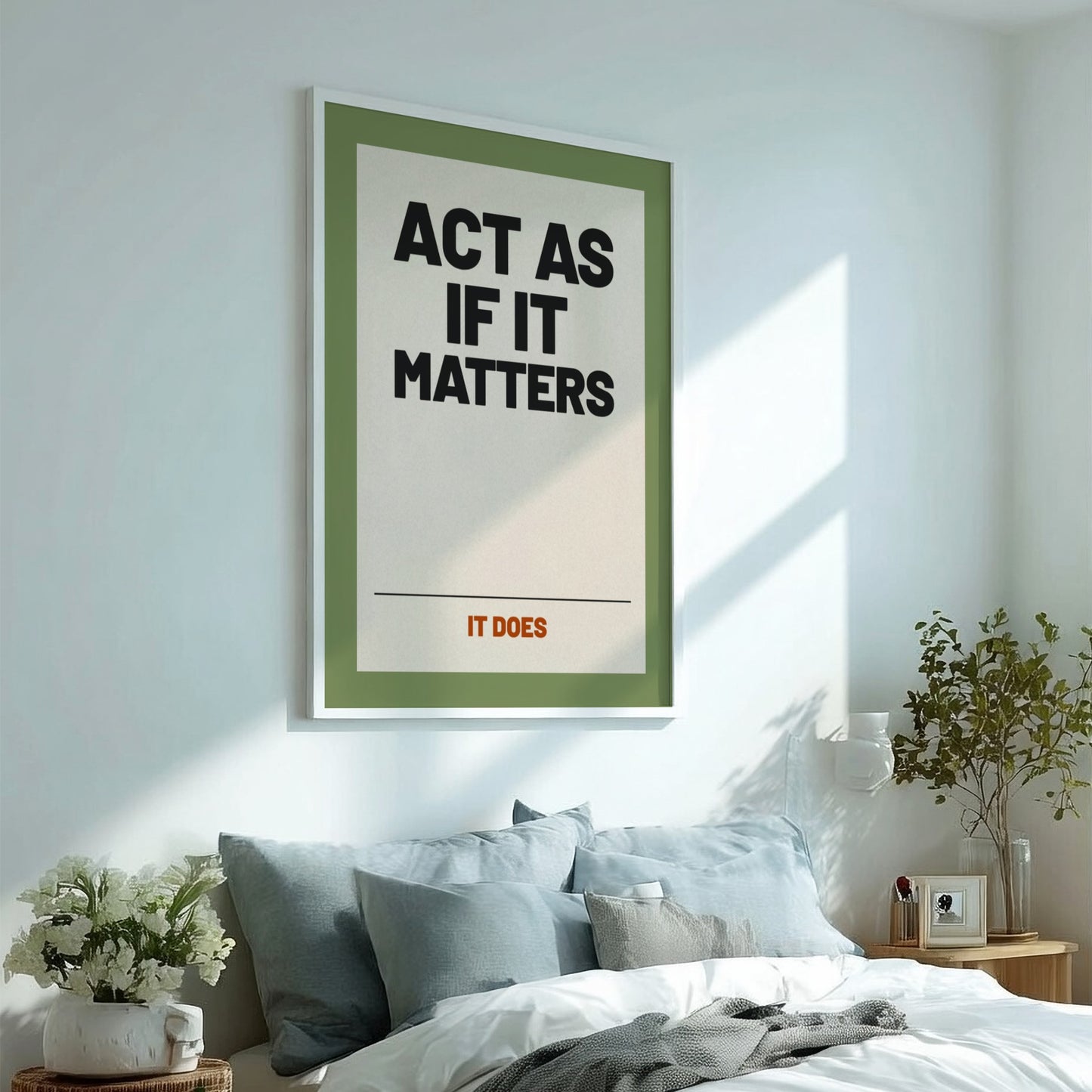 Motivational quotes poster featuring bold typography on a muted background, ideal for home decor and