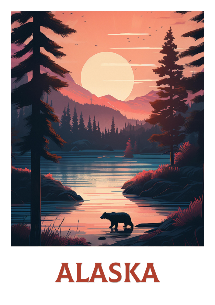 North AmericaALASKA TRAVEL PRINT - NATIONAL PARK POSTER