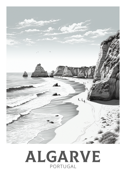 Affiche en noir et blanc de l'Algarve