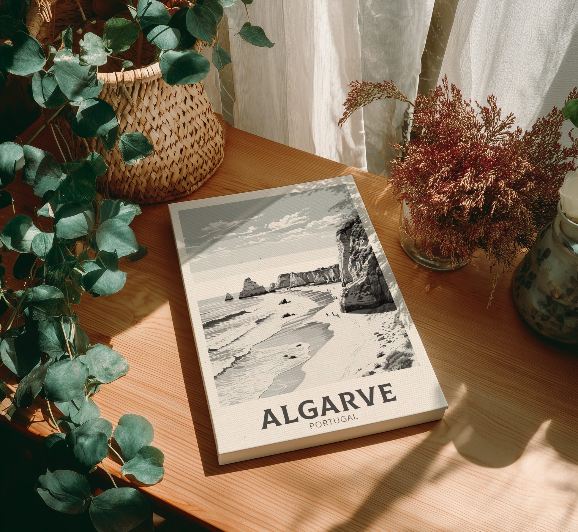 Algarve black and white travel canvas