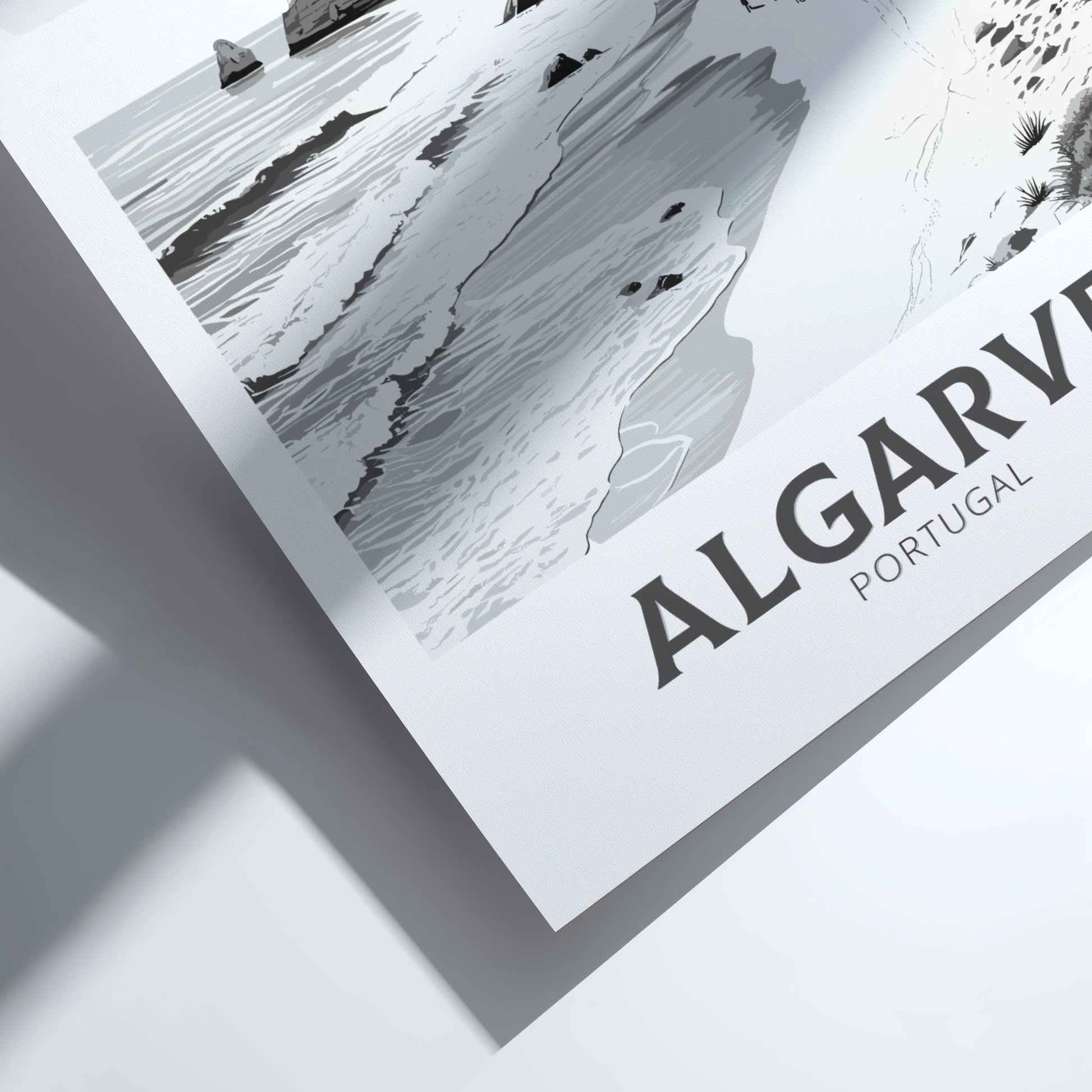 Algarve black and white travel poster 