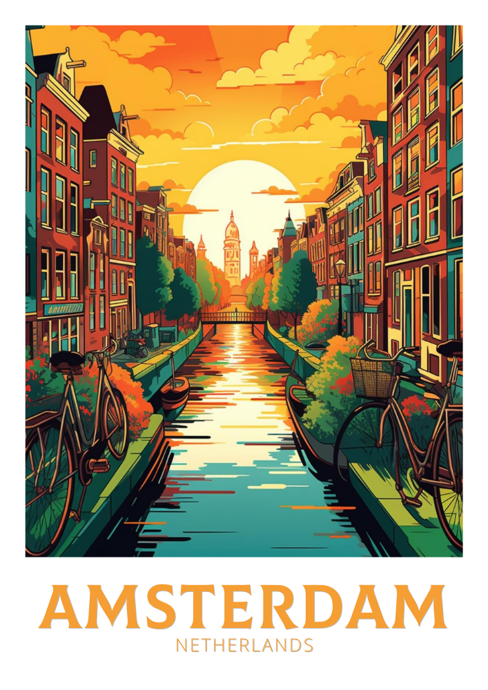 Europe AMSTERDAM TRAVEL WALLART - NETHERLAND POSTER