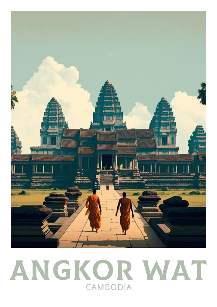 ANGKOR WAT POSTER - CAMBODIA ARTWORK