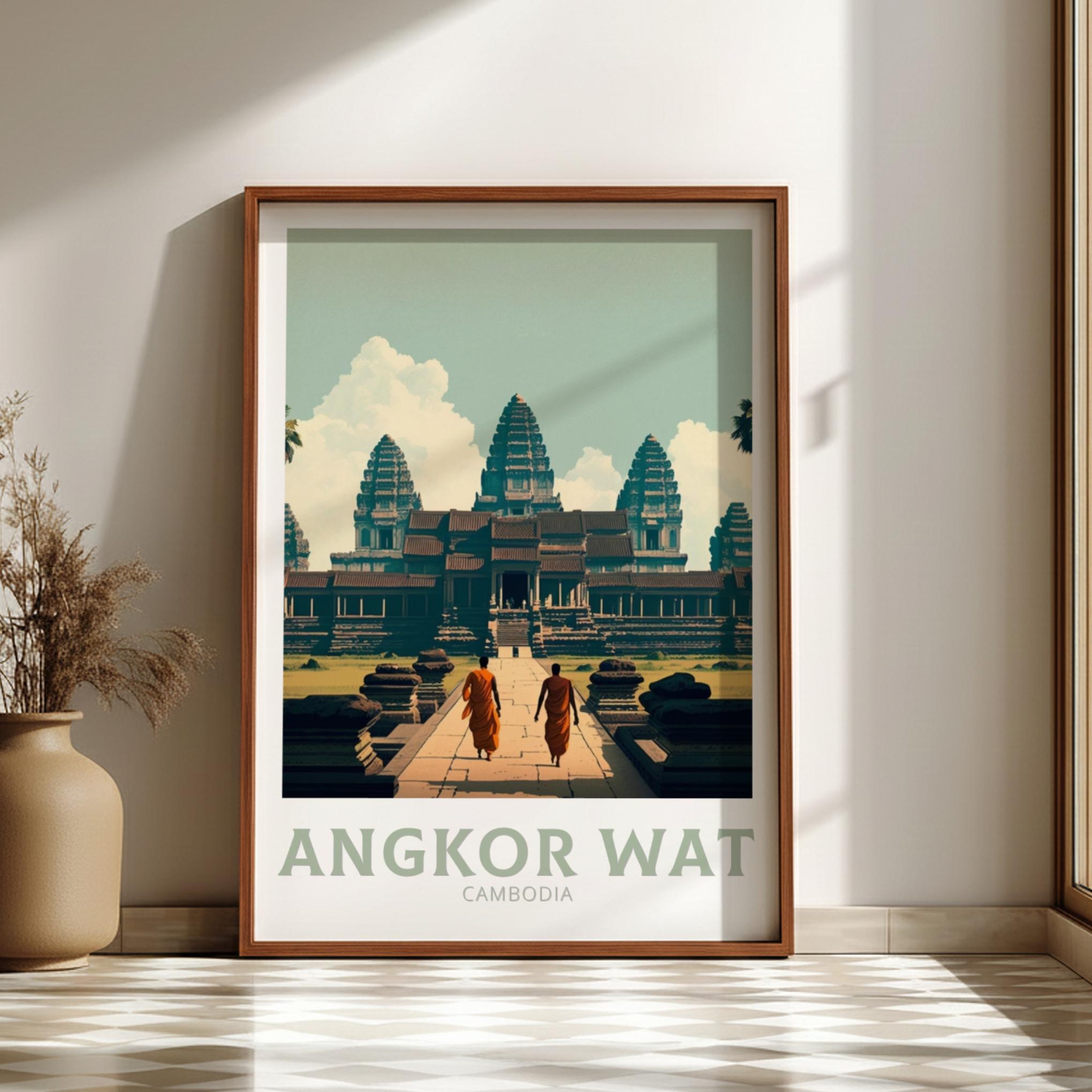 Asian ANGKOR WAT POSTER - CAMBODIA ARTWORK