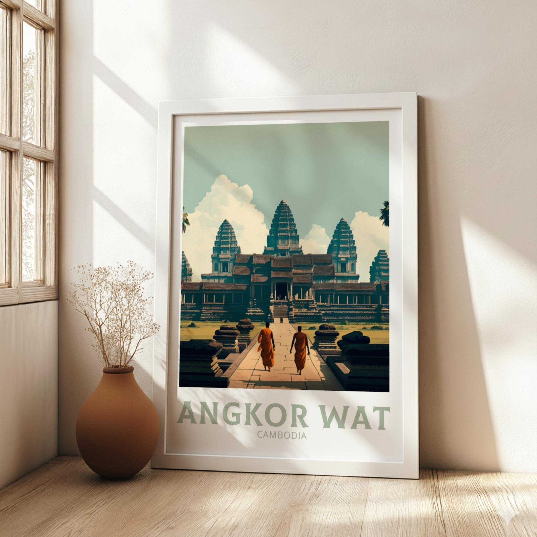 Asian ANGKOR WAT POSTER - CAMBODIA ARTWORK