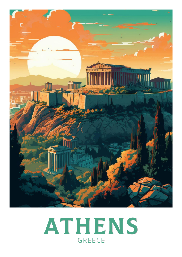 Europe ATHENS TRAVEL ARTWORK - GREECE ARTWORK