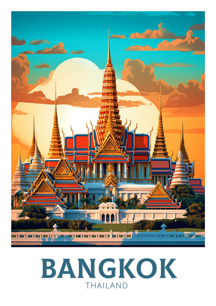 Asian BANGKOK GRAND PALACE PRINT - TRAVEL ART