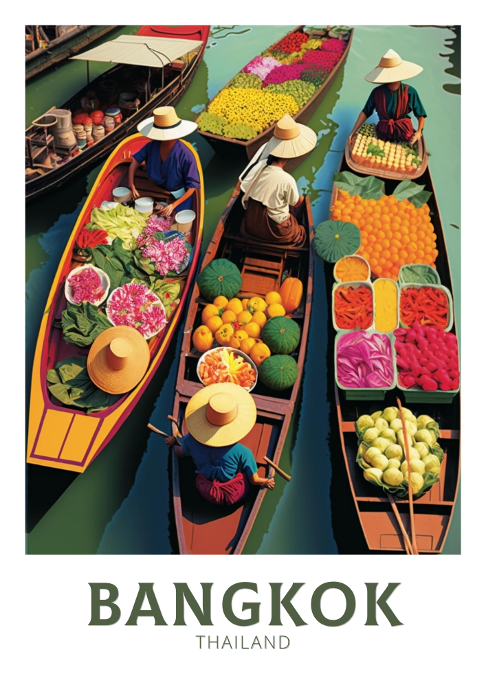 Asian BANGKOK POSTER - TRAVEL ARTWORK