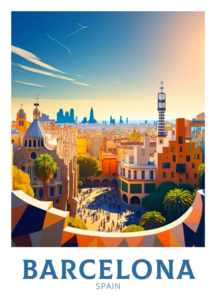 Europe BARCELONA TRAVEL WALLART - SPAIN POSTER
