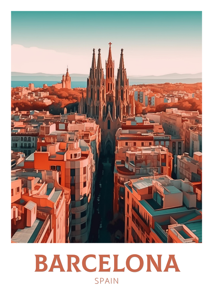 Barcelona Skyline poster