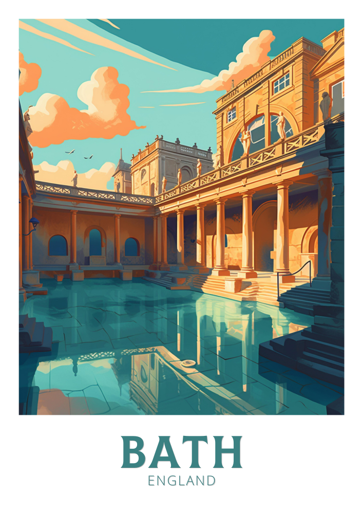 Europe BATH TRAVEL POSTER - ENGLAND ARTWORK
