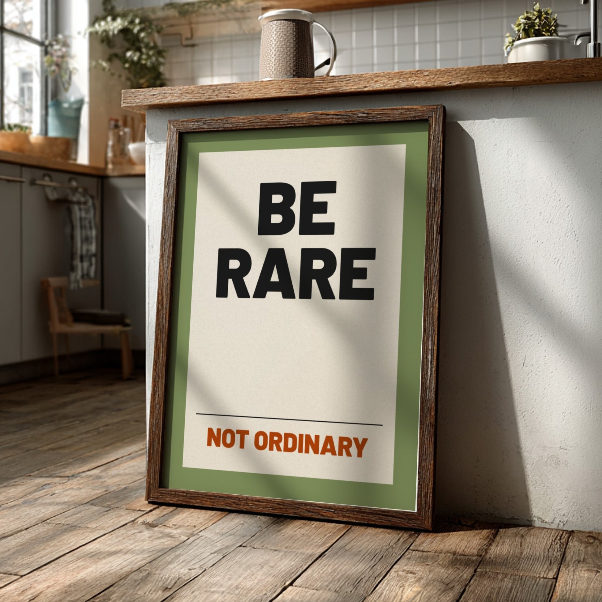 Motivational quotes poster featuring bold typography and an earthy palette, perfect for inspiring home decor.