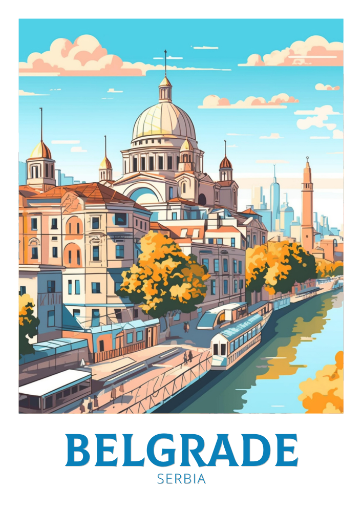 Europe BELGRADE TRAVEL POSTER - SERBIA ARTWORK
