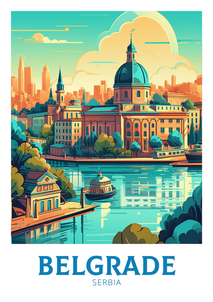 Europe BELGRADE TRAVEL PRINT - SERBIA ARTWORK