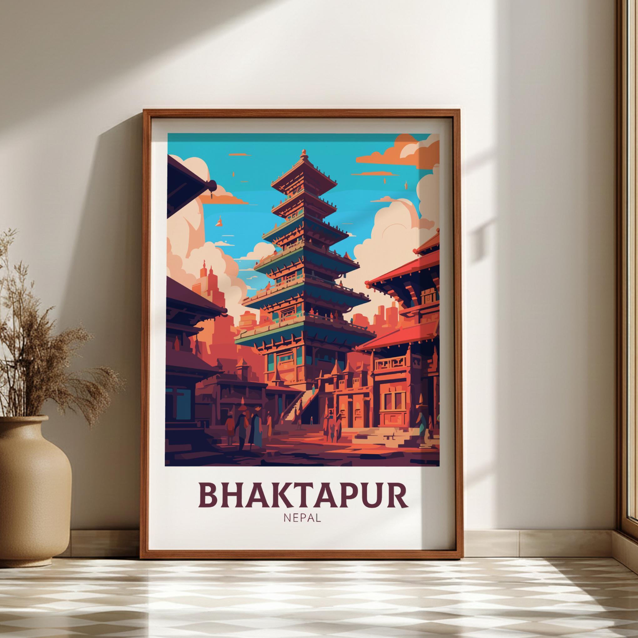 Asian BHAKTAPUR POSTER - NEPAL PRINT