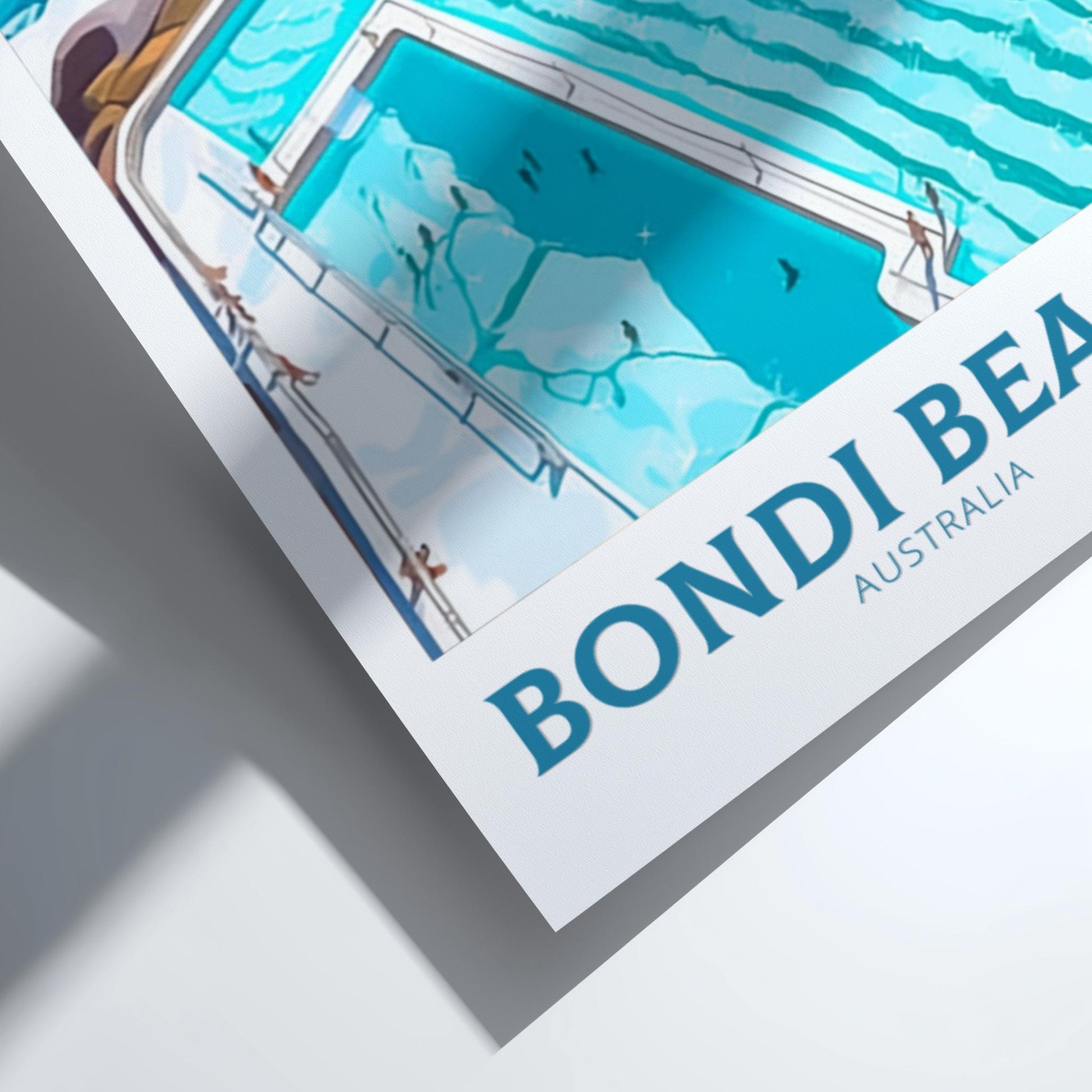 Product packaging with 'Bondi Beach Australia' text on a light gray background