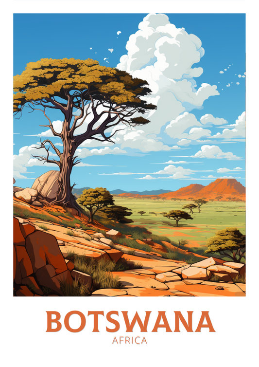 Affiche de voyage du Botswana