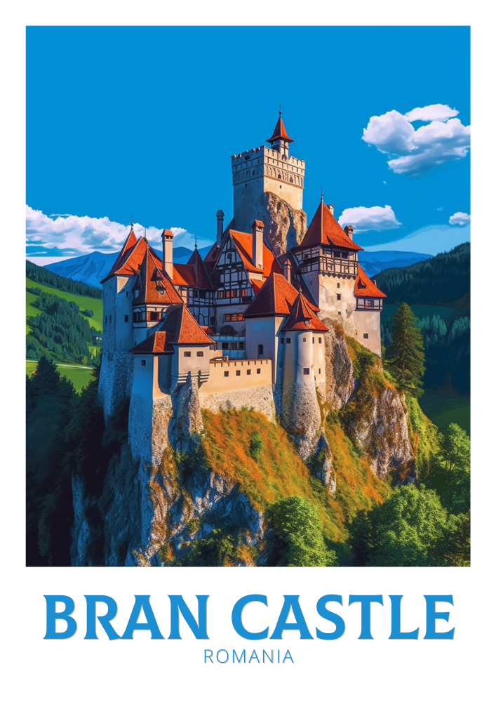 Europe BRAN CASTLE TRAVEL PRINT - ROMANIA ARTWORK