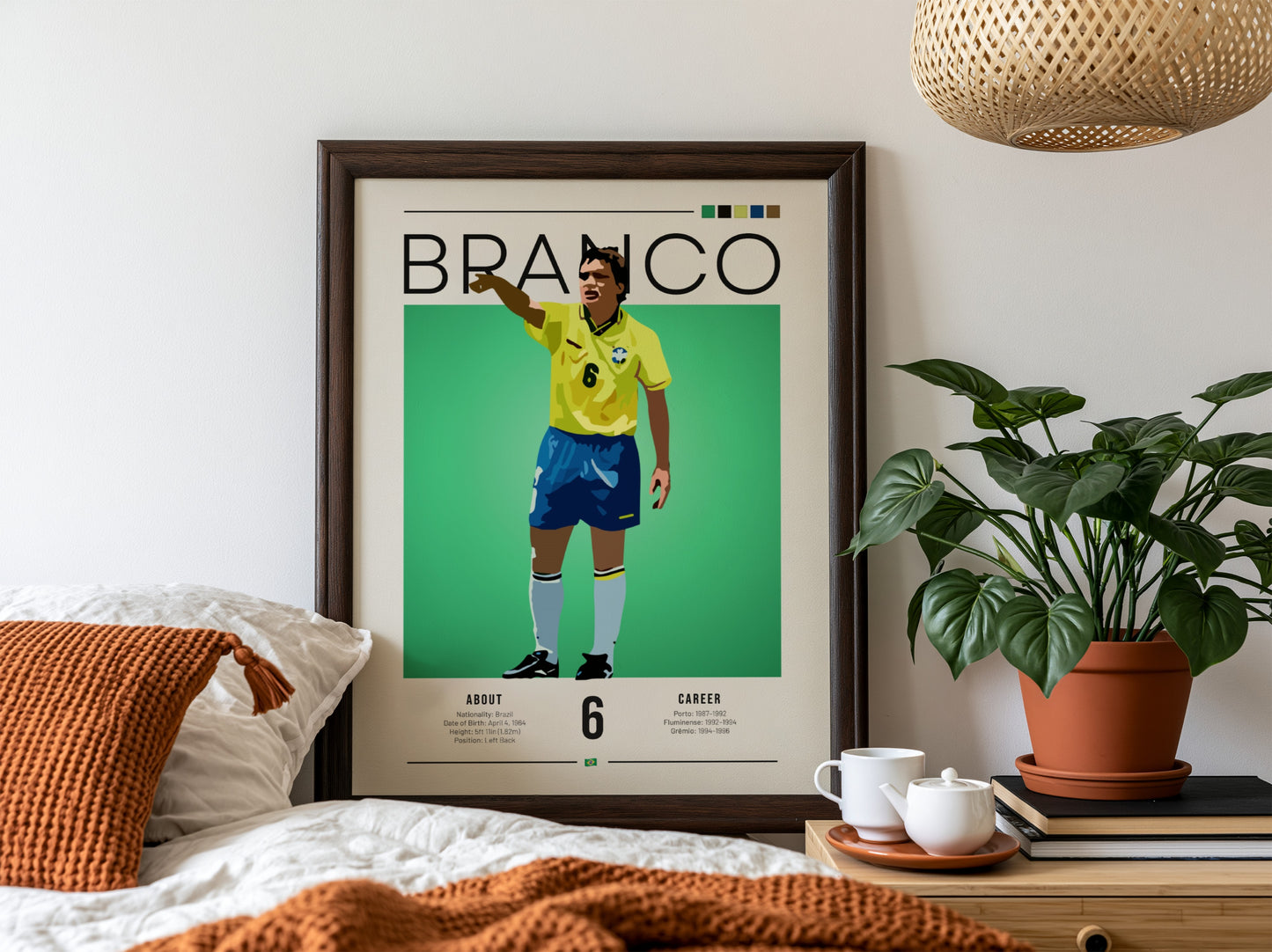 Branco football art poster featuring vibrant colors and minimalist design
