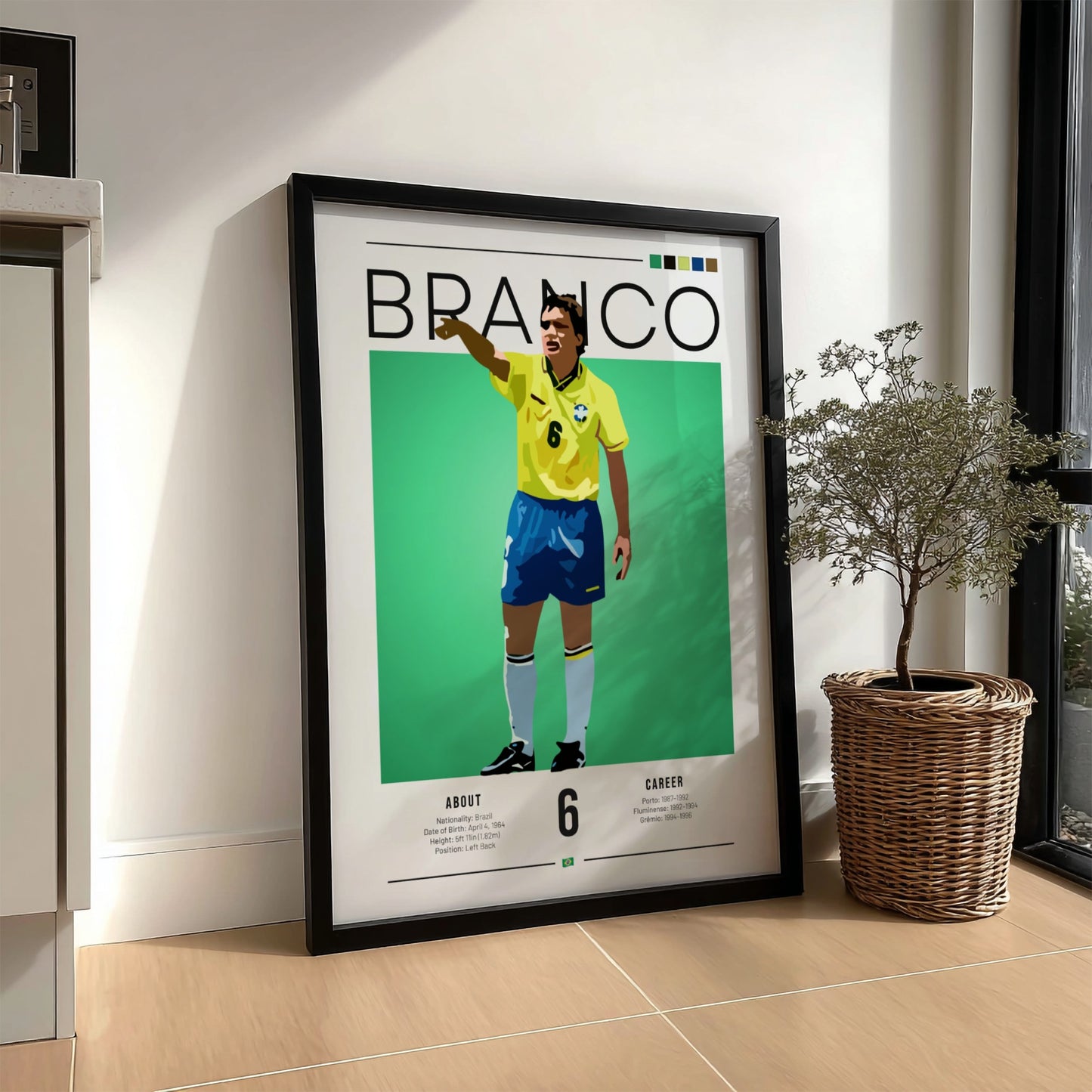 Branco football art poster featuring vibrant colors and minimalist design