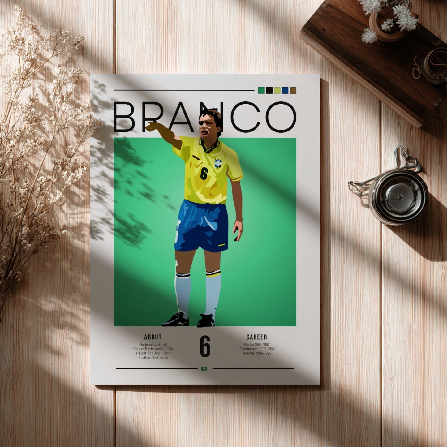 Branco football art poster featuring vibrant colors and minimalist design