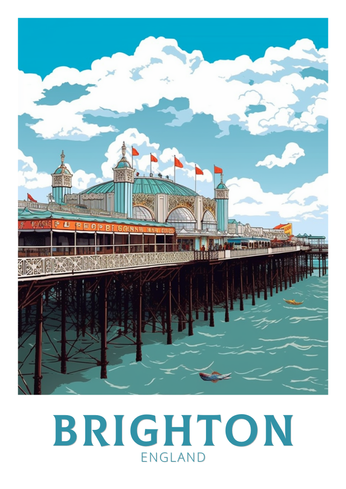 Europe BRIGHTON PIER TRAVEL POSTER - ENGLAND ARTWORK