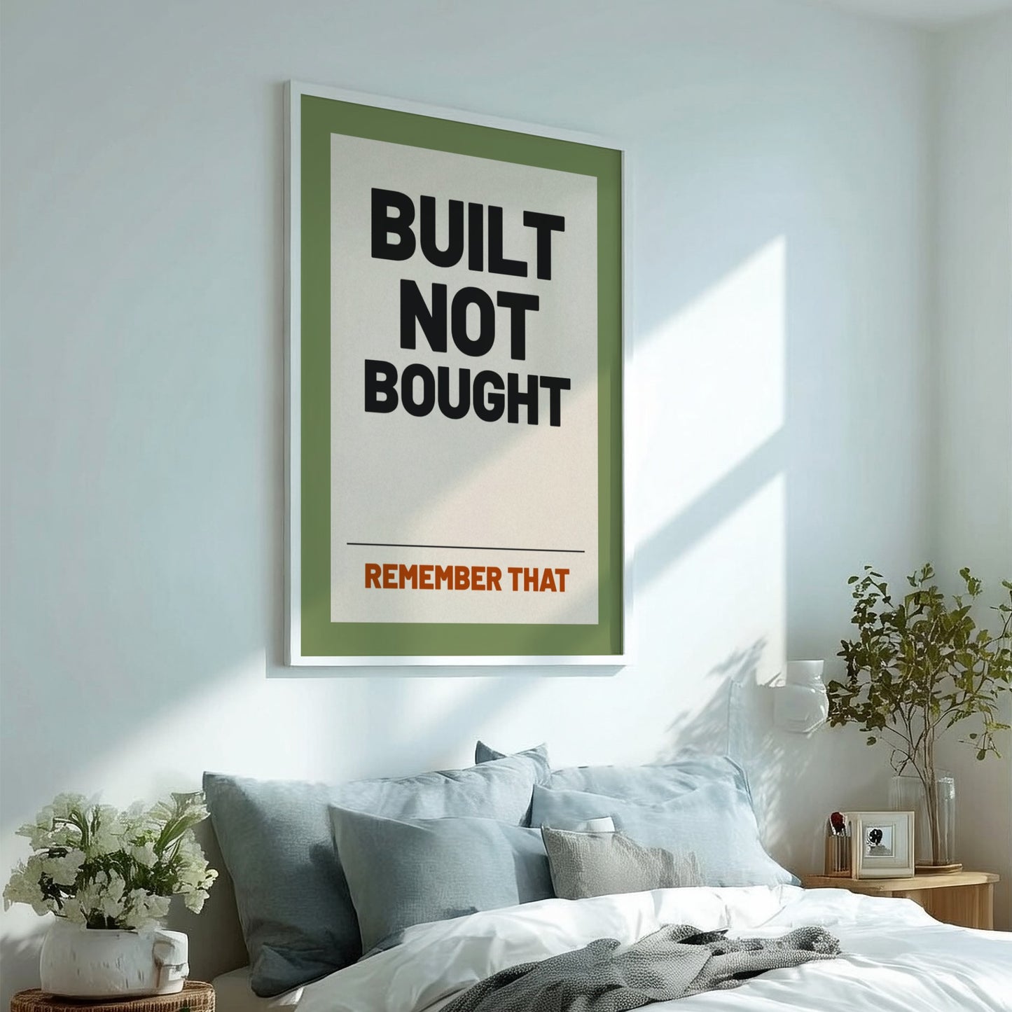 Motivational quotes poster featuring bold typography in earthy tones for wall decor